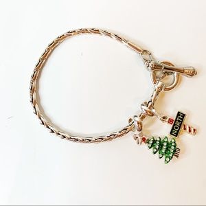Christmas Silver Toned Charm Fashion Bracelet